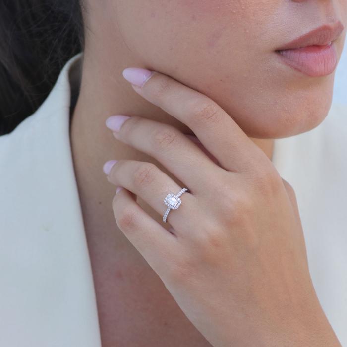 Μονόπετρο Δαχτυλίδι Ροζέτα Λευκόχρυσος K18 με Lab Grown Διαμάντια SKU-84664