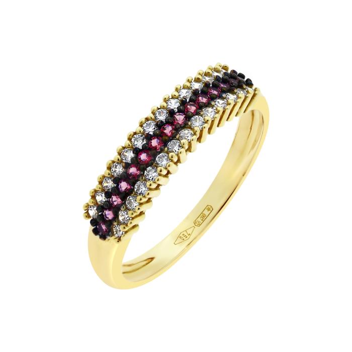 Δαχτυλίδι Σειρέ για Γυναίκες με Λευκά & Κόκκινα Ζιργκόν Χρυσός Κ9 SKU-84353