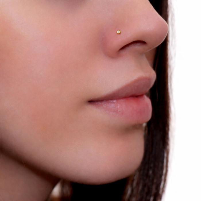 Σκουλαρίκι Καρφωτό Μύτης με Διαμάντι Χρυσός K14