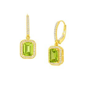 Κρεμαστά Σκουλαρίκια με Διαμάντια & Peridot Χρυσός K14 SKU-84369