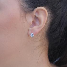 Καρφωτά Σκουλαρίκια Δάκρυ με Διαμάντια  Sky Blue Topaz Λευκόχρυσος K18 SKU-84370