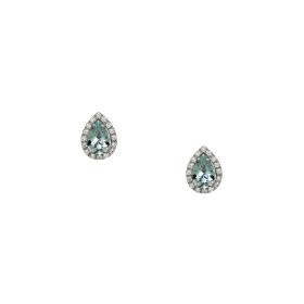 Καρφωτά Σκουλαρίκια Δάκρυ με Διαμάντια  Sky Blue Topaz Λευκόχρυσος K18 SKU-84370