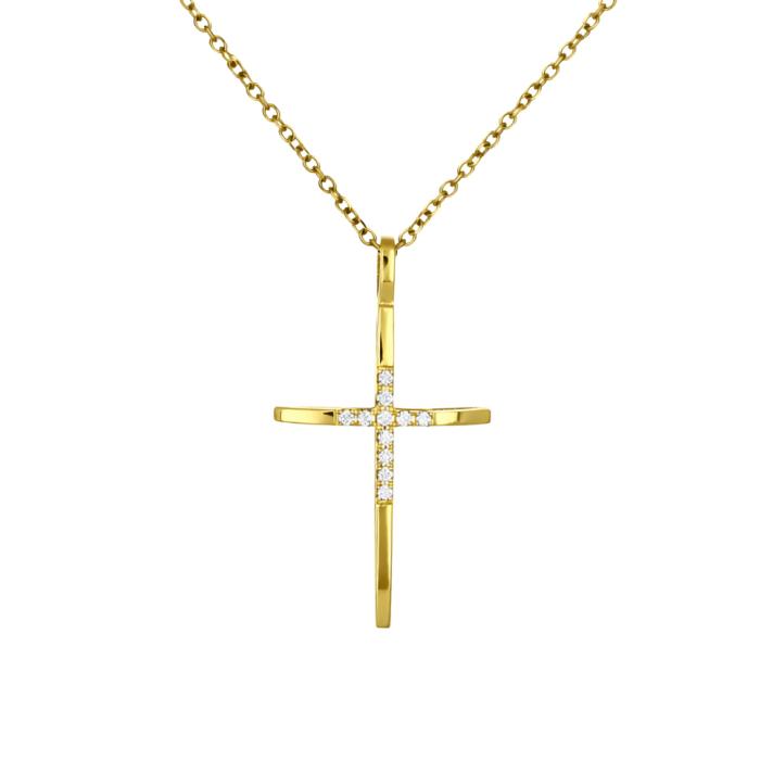 Σταυρός με Διαμάντια Χρυσός K18 SKU-84237
