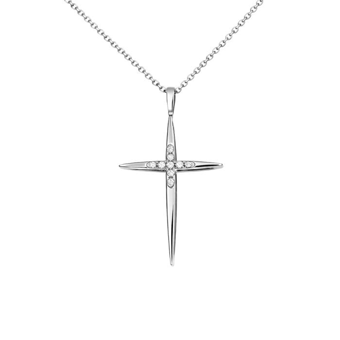 Λευκόχρυσος Σταυρός K18 με Διαμάντια SKU-84240