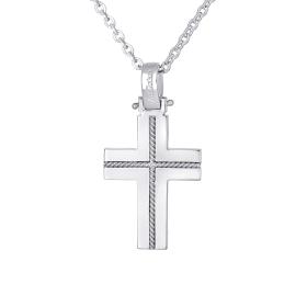Ανδρικός Σταυρός FaCad’oro με Αλυσίδα Ασήμι 925° SKU-84284