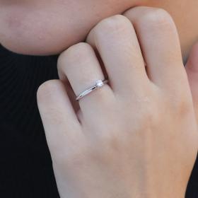 Μονόπετρο Δαχτυλίδι με Διαμάντι Κοπής Round Λευκόχρυσος K14 SKU-84403