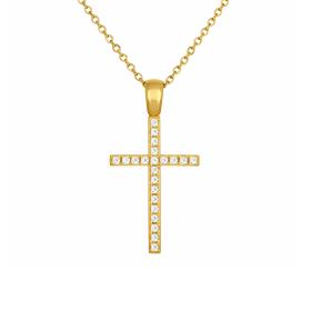 Σταυρός Χρυσός Κ9 με Λευκά Ζιργκόν SKU-84470
