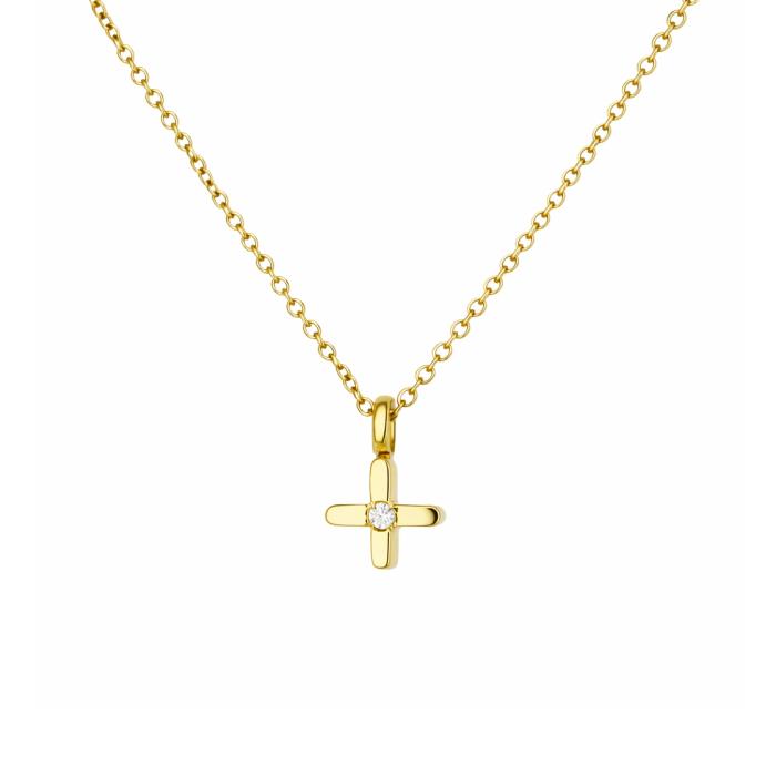 Σταυρός Γυναικείος με Λευκό Ζιργκόν σε Κίτρινο Χρυσό K9 SKU-84544