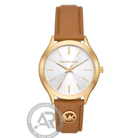 Γυναικείο Ρολόι MICHAEL KORS Slim Runway με Καφέ Δερμάτινο Λουράκι SKU-84194