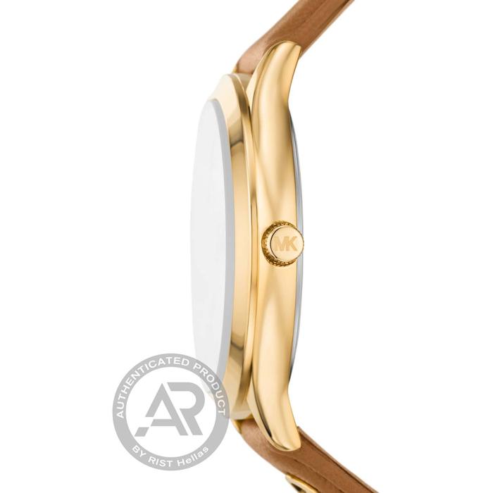 Γυναικείο Ρολόι MICHAEL KORS Slim Runway με Καφέ Δερμάτινο Λουράκι SKU-84194