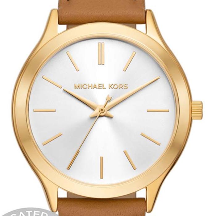 Γυναικείο Ρολόι MICHAEL KORS Slim Runway με Καφέ Δερμάτινο Λουράκι SKU-84194
