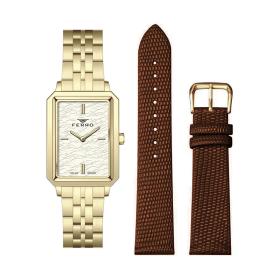 Γυναικείο Ρολόι FERRO με Χρυσό Μπρασελέ & Λουράκι ΣΕΤ SKU-84982
