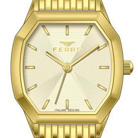 Γυναικείο Ρολόι FERRO με Χρυσό Καντράν SKU-84983