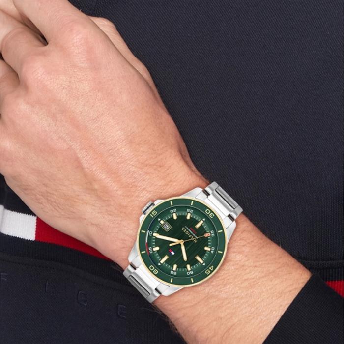 Ανδρικό Ρολόι TOMMY HILFIGER με Πράσινο Καντράν SKU-85536