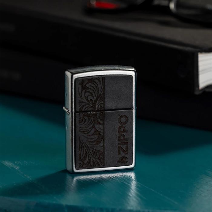Αναπτήρας Zippo Black Leather Emblem Zippo Design SKU-85962