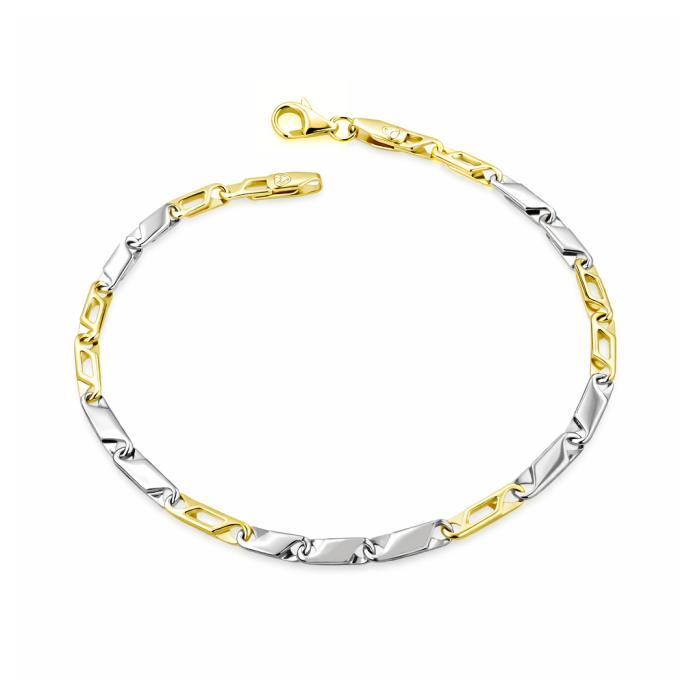 Ανδρικό Βραχιόλι σε Λευκόχρυσο & Κίτρινο Χρυσό K9 SKU-85276