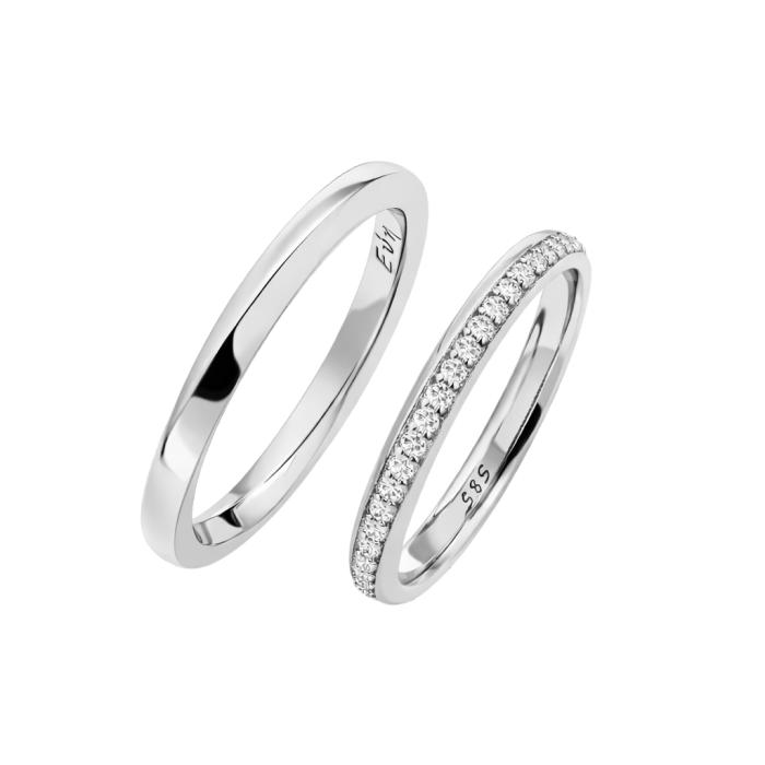 Βέρες Γάμου με Διαμάντια Λευκόχρυσος K14 SKU-85847