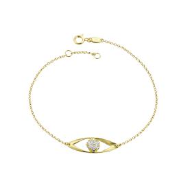 Βραχιόλι Γυναικείο με Λευκά Ζιργκόν σε Κίτρινο Χρυσό Κ14 SKU-85365