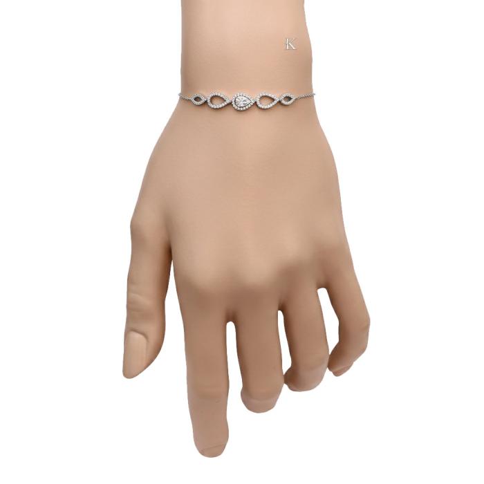 Βραχιόλι Ροζέτα σε Σχήμα Δάκρυ Λευκόχρυσος Κ14 με Ζιργκόν SKU-85354