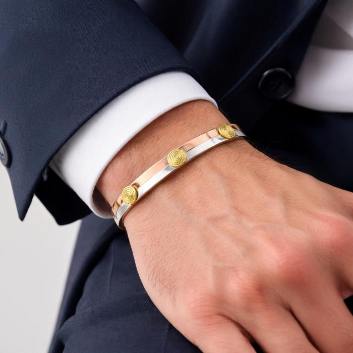 Ανδρικό Βραχιόλι Χειροπέδα Χαλκός, Ασήμι 925° & Χρυσός K18 με Αρχαιοελληνικά Στοιχεία