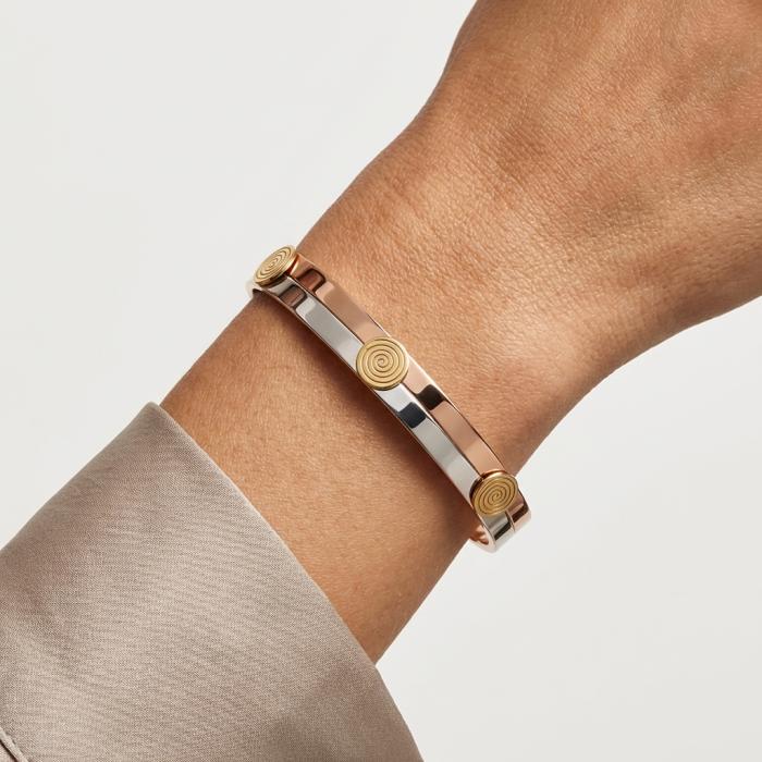 Βραχιόλι Χειροπέδα για Γυναίκες με Αρχαιοελληνικά Στοιχεία Χαλκός, Ασήμι 925° & Χρυσός K18 SKU-85813