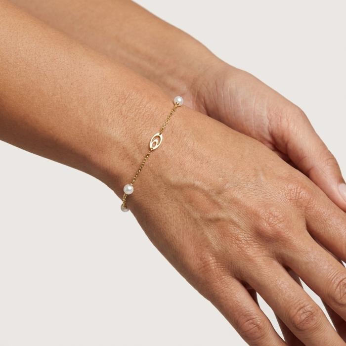 Βραχιόλι Χρυσός K9 με Μαργαριτάρια SKU-85010