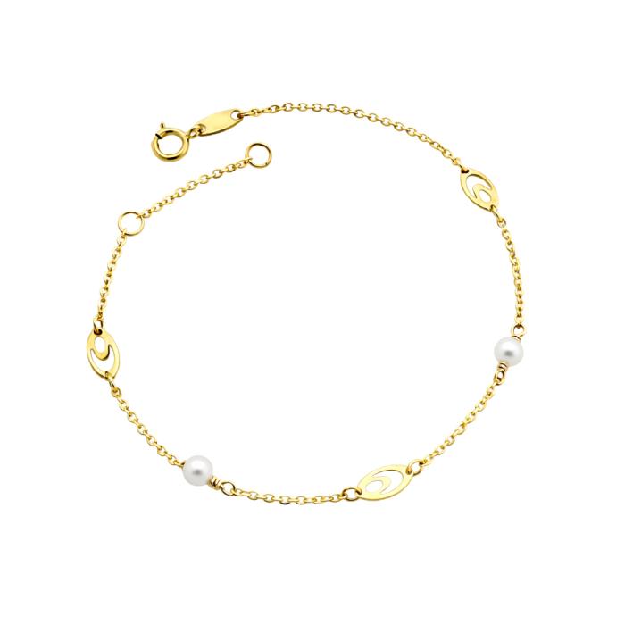 Βραχιόλι Χρυσός K9 με Μαργαριτάρια SKU-85010