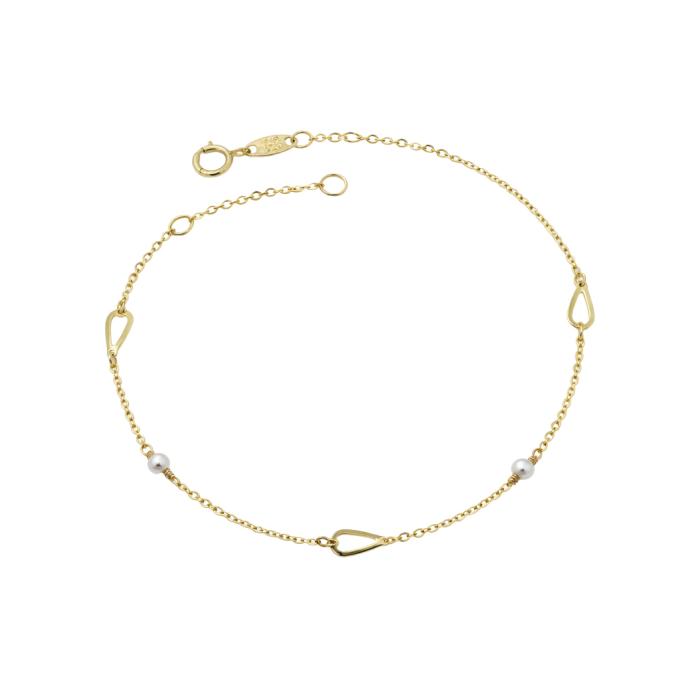Βραχιόλι Αλυσίδα Χρυσός K9 με Μαργαριτάρια SKU-85011