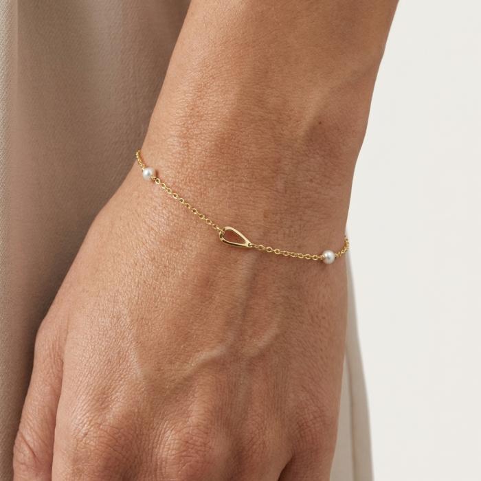 Βραχιόλι Αλυσίδα Χρυσός K9 με Μαργαριτάρια SKU-85011