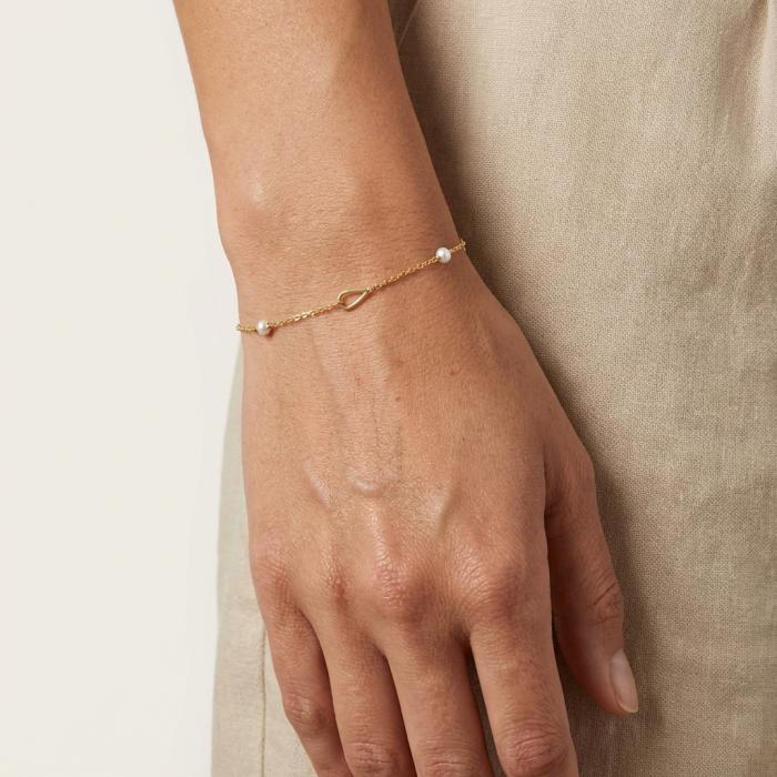 Βραχιόλι Χρυσός K9 με Μαργαριτάρια SKU-85012