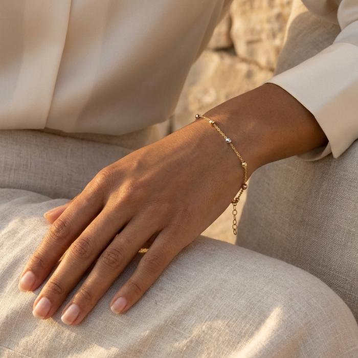 Βραχιόλι Τριχρωμίας Λευκόχρυσος, Ροζ Χρυσός & Χρυσός 9Κ SKU-85019