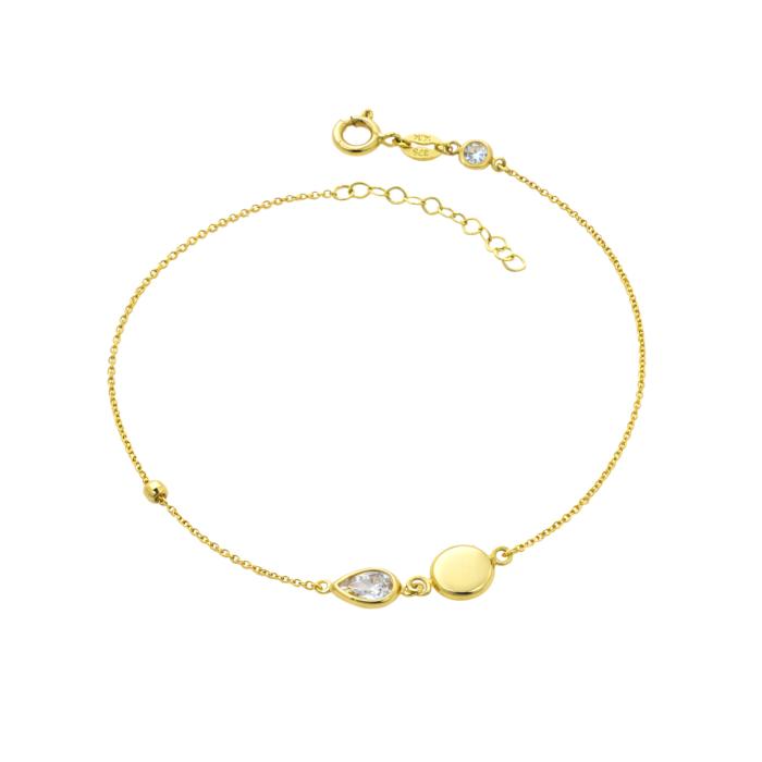 Βραχιόλι Γυναικείο Χρυσός K9 με Λευκό Ζιργκόν SKU-85021