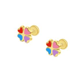 Σκουλαρίκια Τριφύλλι με Σμάλτο Χρυσός 9Κ SKU-85608