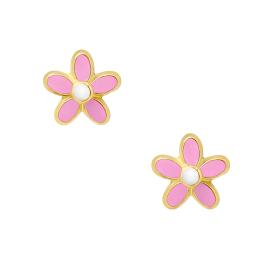 Παιδικά Σκουλαρίκια Λουλούδι Χρυσός Κ9 με Σμάλτο SKU-85630