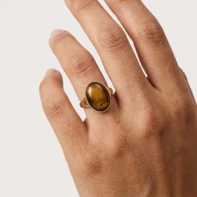 Δαχτυλίδι με Tiger's Eye σε Κίτρινο Χρυσό K14 SKU-85564