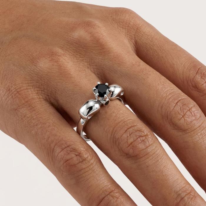 Δαχτυλίδι σε Gothic στυλ Μαύρα Διαμάντια Λευκόχρυσος K9 SKU-85839