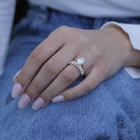 Δαχτυλίδι Σειρέ με Lab Grown Διαμάντια σε Κίτρινο Χρυσό 18Κ SKU-85898