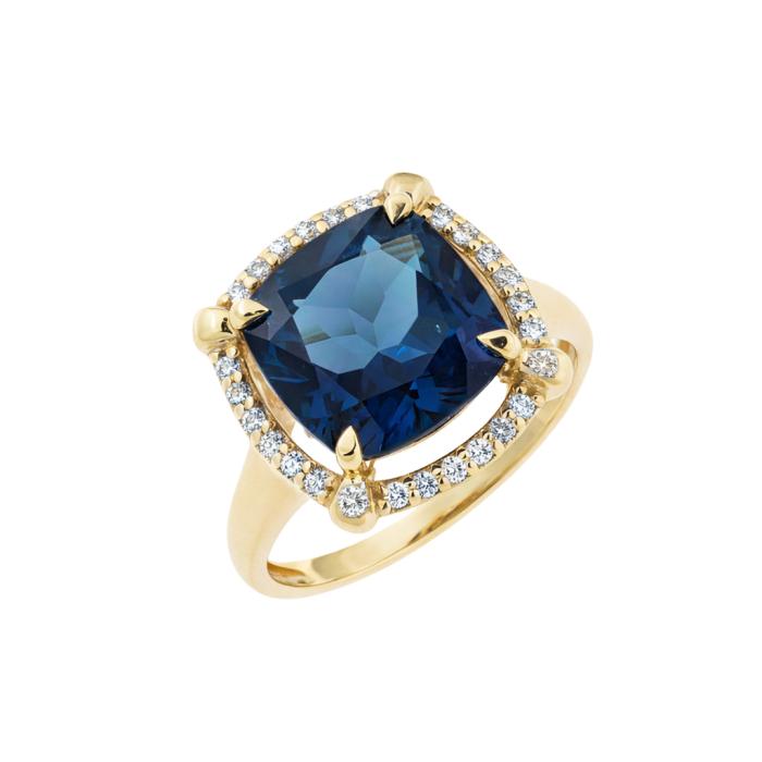 Δαχτυλίδι Γυναικείο Χρυσός K14 με Ζιργκόν & London Blue Topaz SKU-85013