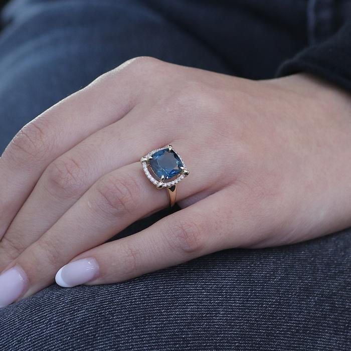 Δαχτυλίδι Γυναικείο Χρυσός K14 με Ζιργκόν & London Blue Topaz SKU-85013