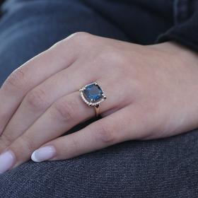 Δαχτυλίδι Γυναικείο Χρυσός K14 με Ζιργκόν & London Blue Topaz SKU-85013