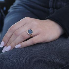 Δαχτυλίδι Γυναικείο Χρυσός K14 με Ζιργκόν & London Blue Topaz SKU-85013