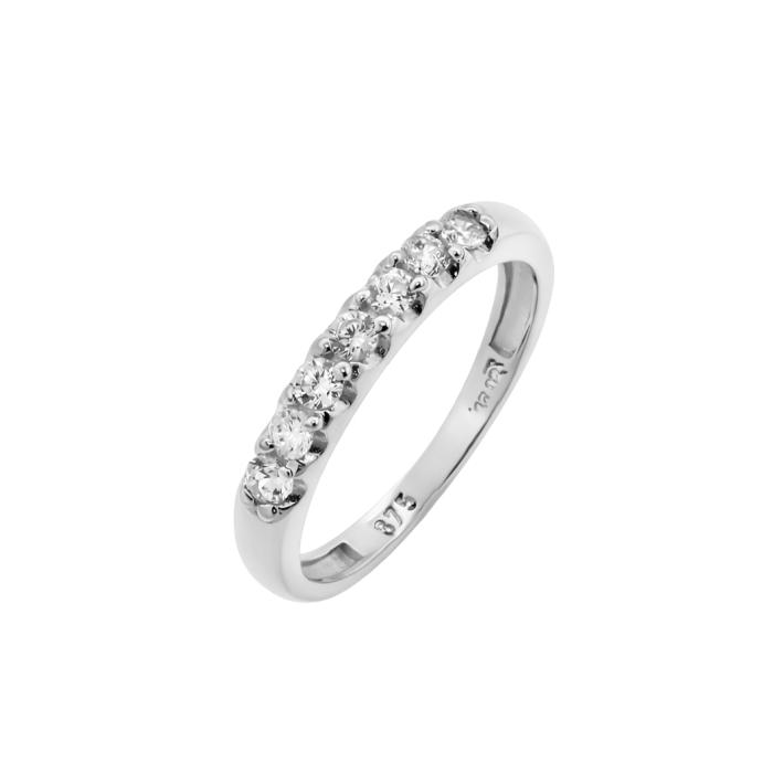 Γυναικείο Δαχτυλίδι Σειρέ από Λευκόχρυσο K9 με Λευκά Ζιργκόν SKU-85382
