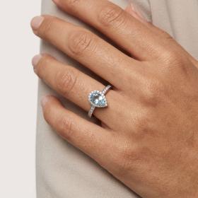 Δαχτυλίδι με Διαμάντια & Sky Blue Topaz Λευκόχρυσος K18 SKU-85581