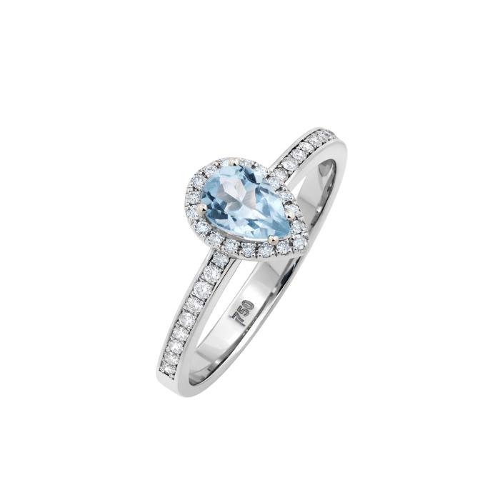 Δαχτυλίδι με Διαμάντια & Sky Blue Topaz Λευκόχρυσος K18 SKU-85581