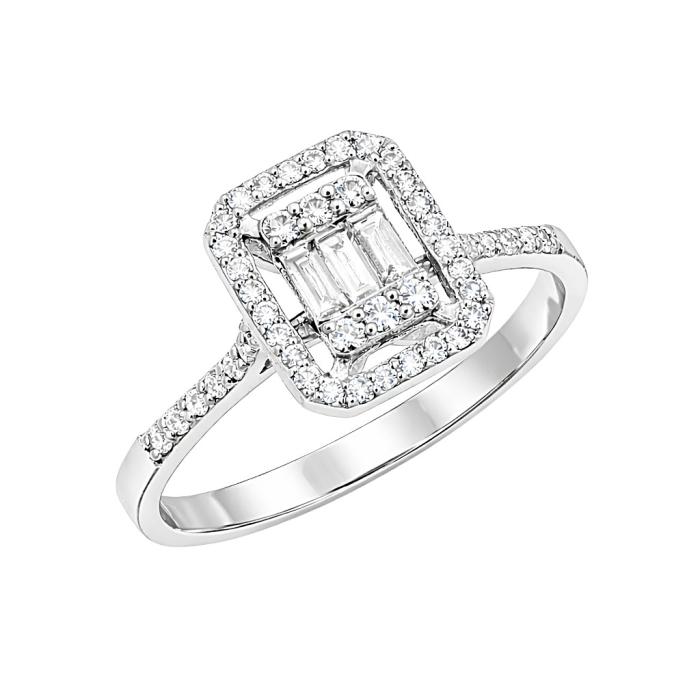 Δαχτυλίδι με Διαμάντια Baguette από Λευκόχρυσο Κ18 SKU-85586
