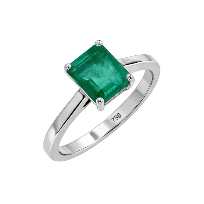 Δαχτυλίδι Λευκόχρυσος K18 με Σμαράγδι SKU-85838