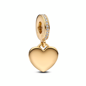 Engravable Heart Tag Dangle Charm Ασήμι 925° με Επιχρύσωση Κ14 SKU-85769