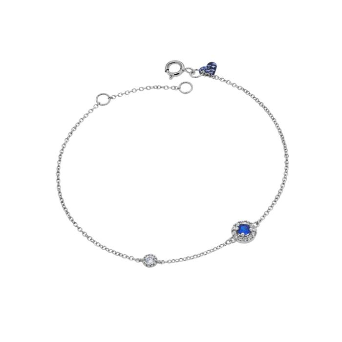 Βραχιόλι Λευκόχρυσος Κ9 με Μπλε & Λευκά Ζιργκόν SKU-85291