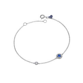 Βραχιόλι Λευκόχρυσος Κ9 με Μπλε & Λευκά Ζιργκόν SKU-85291