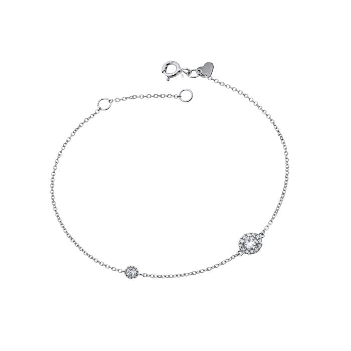 Γυναικείο Βραχιόλι Ροζέτα Λευκόχρυσος K9 με Λευκά Ζιργκόν SKU-85292